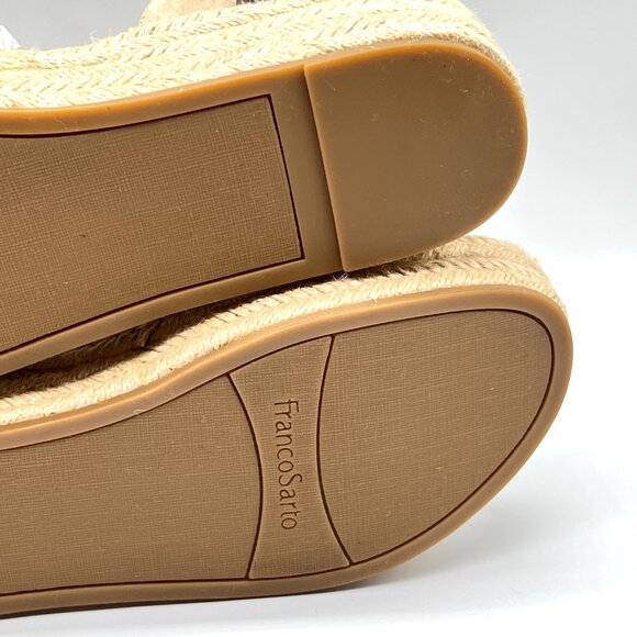 Franco Sarto 10M Tennia Beige Suede Leather Platform Espadrilles Sandals‎ Shoes - Picture 11 of 15